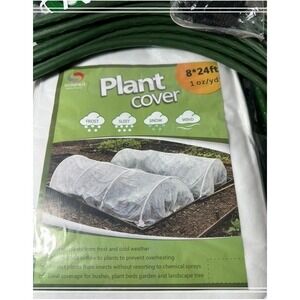 Plant Cover Freeze Protection Kit 8x24 ft Frost Cloth Hoops For Raised Beds